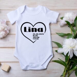 Baby Geburtsdaten. Babybody personalisiert. Schwangerschaft verkünden. Baby Geschenk Geburt - Baby Bodysuit mit Name  Babybody