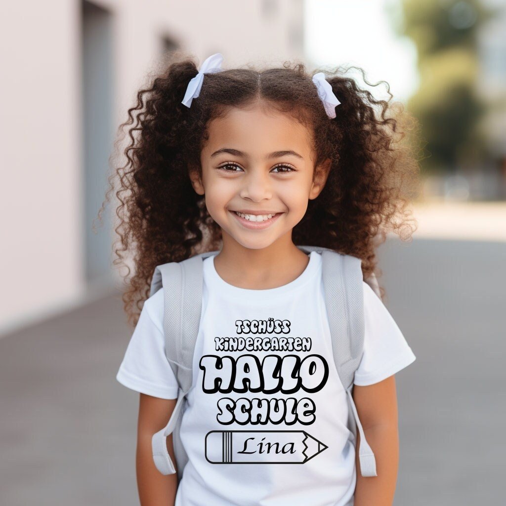 T-Shirt Kinder. Schulkind 2025 - Schulanfang. Tschüss Kindergarten Hallo Schule. Geschenk Schulkind - Schulkind - 2025 - Einschulung