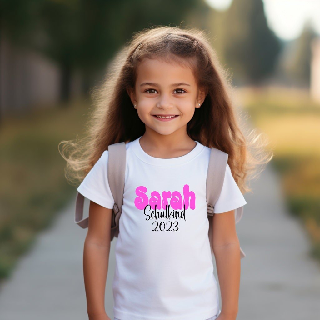 Kinder T-Shirt Name, Jahr und Schulkind, Einschulung, 1. Schultag, Schulkind, Schulanfang, Schüler, Geschenk,