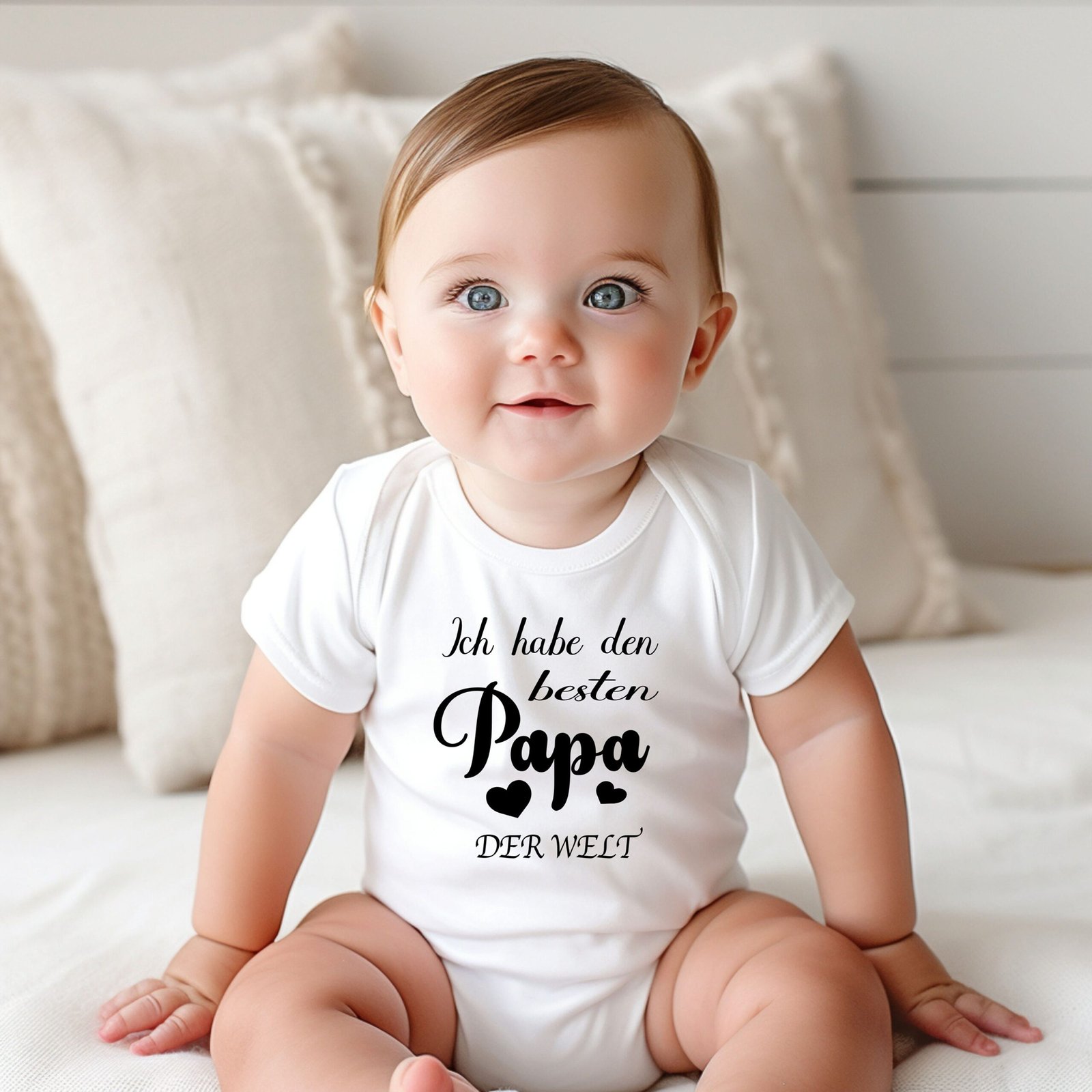 Weißer Baby-Body „Ich habe den besten Papa der Welt“ • Kurz-/Langarm • Geschenk zur Geburt/Fathers Day