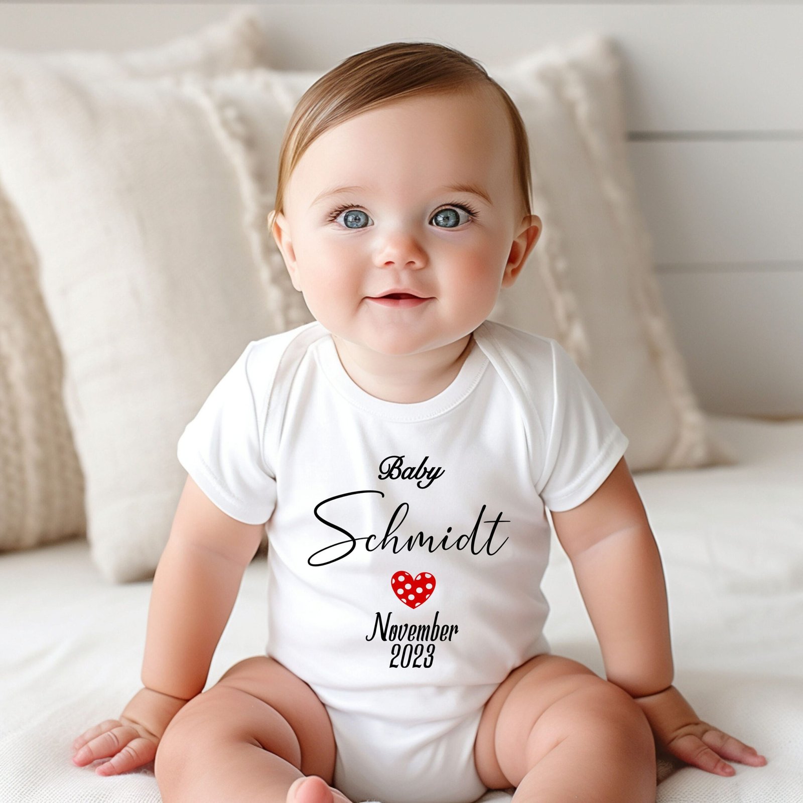 Personalisierter Babybody „Schwangerschaft verkünden“ – Geschenkidee für werdende Eltern mit Wunschname & Jahr – Neugeborenes Bodysuit