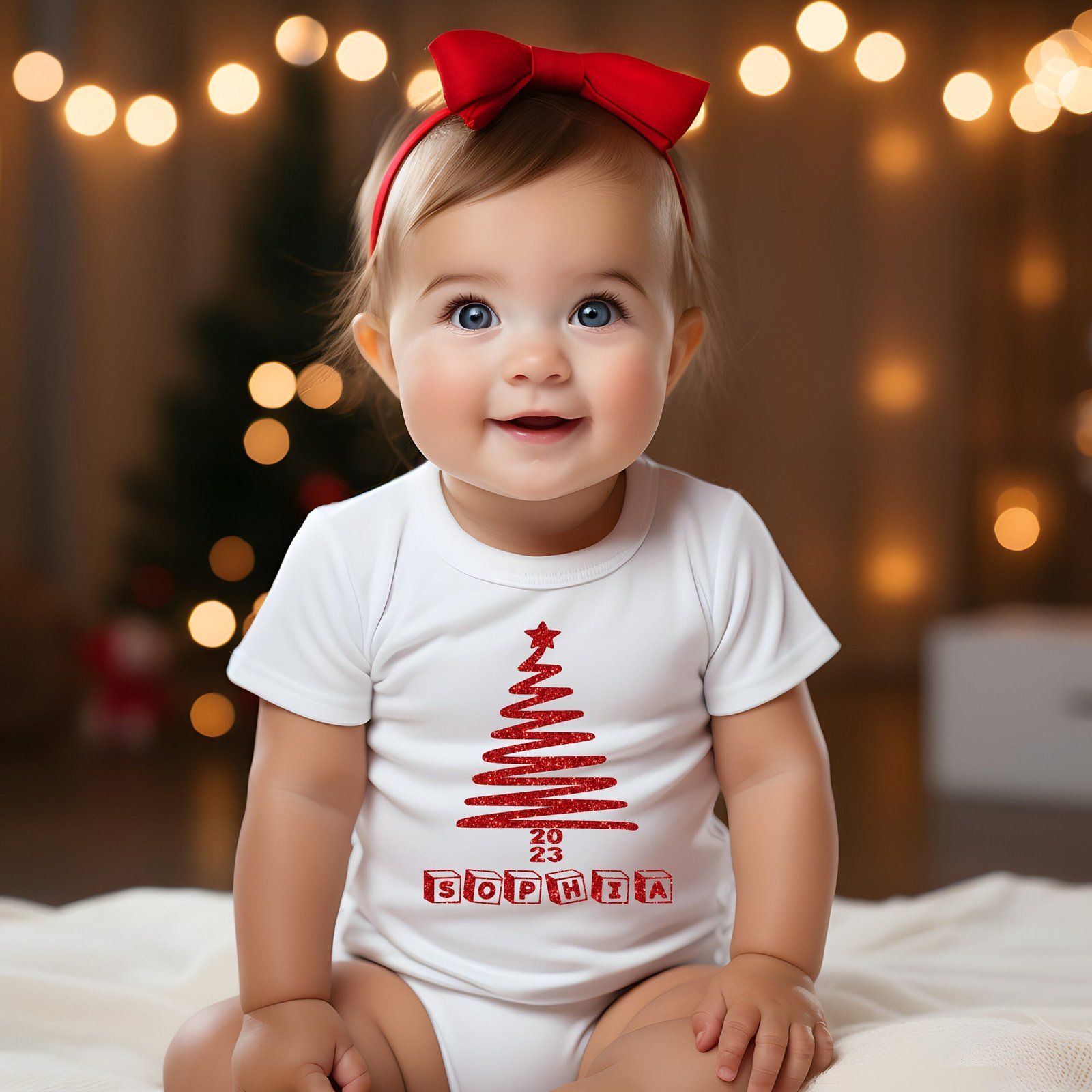 Baby body mit Weihnachtsbaum und Name | Baby Bodysuit personalisiert| Christmas 2024 Baby Bodysuit | Body Personalisiert | Babybody 2024