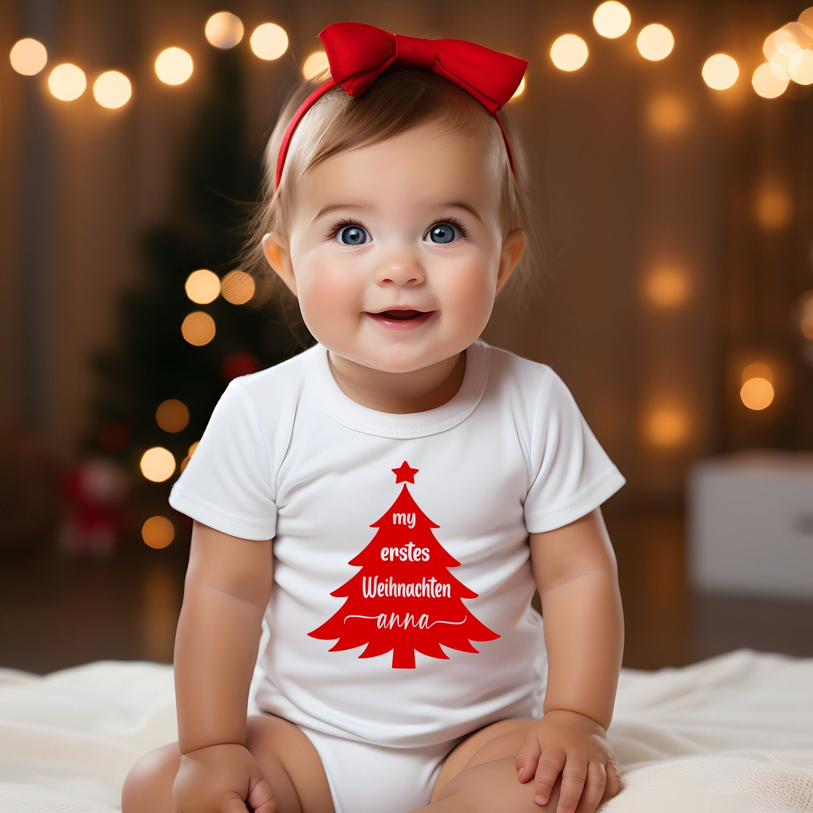 Baby Body – „Mein erstes Weihnachten“ im Weihnachtsbaum-Design – Festliches Outfit I  body mit Name I Babybody Weihnachten 2024