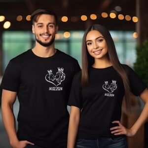 Valentinstag T-Shirt I Pärchen Outfit I Valentinstag Geschenk I T-Shirt für Paare I Personalisierte T-Shirt I Name I  Datum I