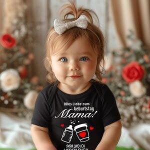 Schwarzer Baby Body – Alles Liebe zum Geburtstag! Mama, Papa und ich lieben dich.