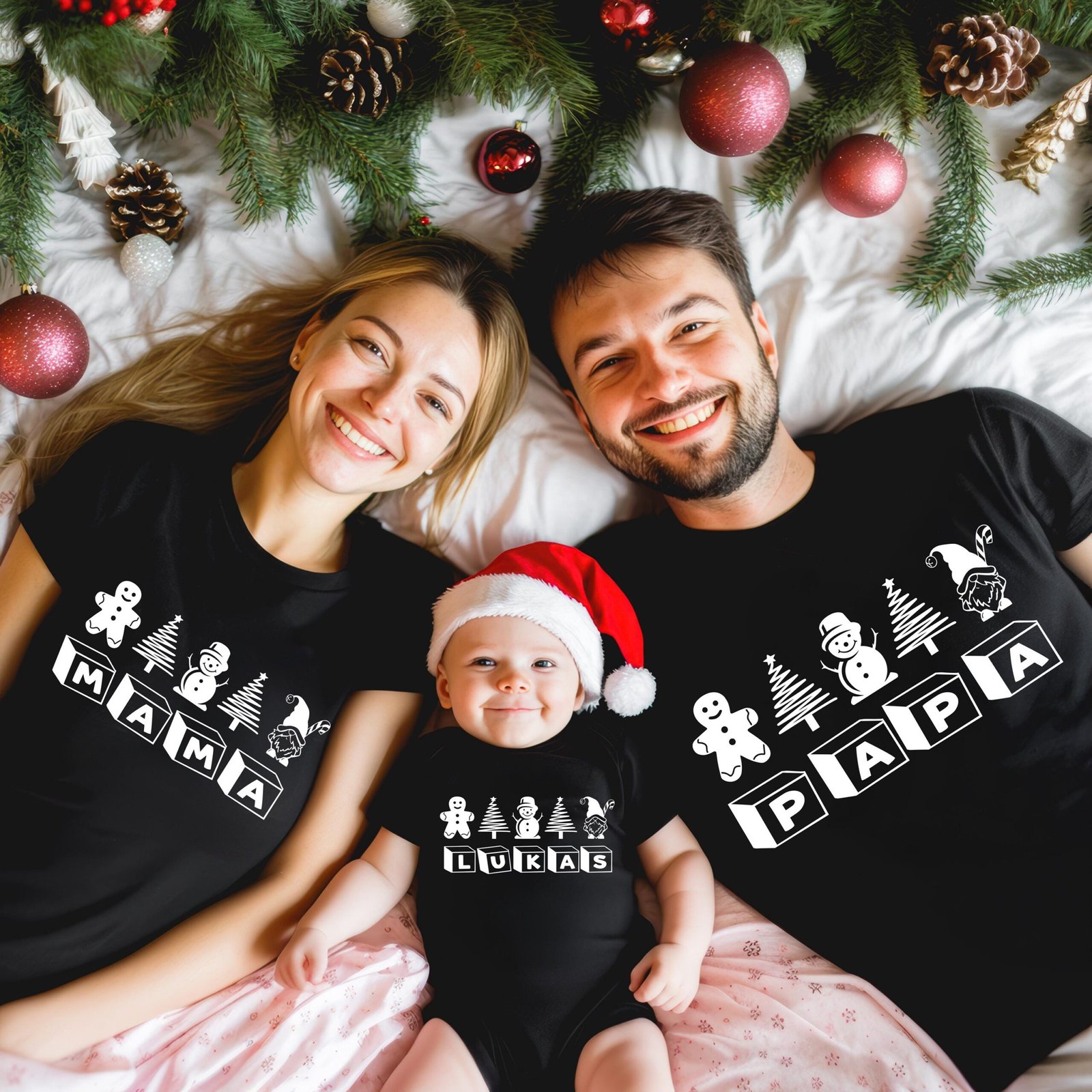 Familie Weihnachtsoutfit I Familienoutfit I Partnerlook Familie Weihnachten Shirts I Familie Mama Papa Mini I Fotoshooting weihnachtlich