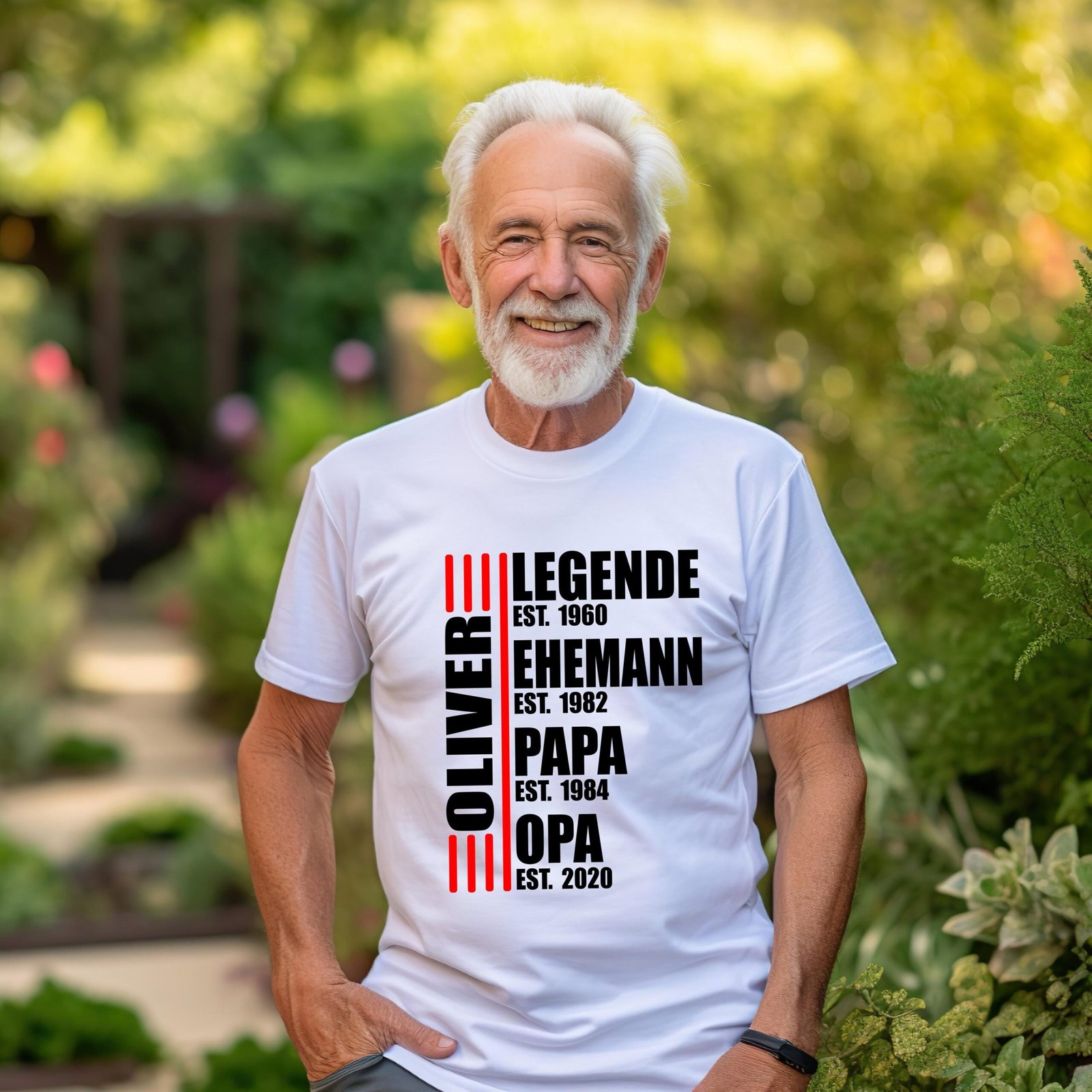 Personalisierbares Opa T-Shirt – Legende. Ehemann. Papa. Opa. EST. [Datum]. Individuelles T-Shirt für Opas. Einzigartiges Geschenk für Opas.