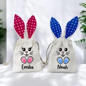 Personalisierter Osterbeutel mit Hasenohren • Baumwoll-Geschenkbeutel mit Namen • Ostern Kinder Geschenk